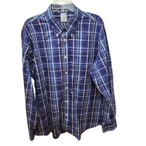 Brooks Brothers Regent Non Iron‎ Shirt Men's XL Blue Plaid Supima Button Down